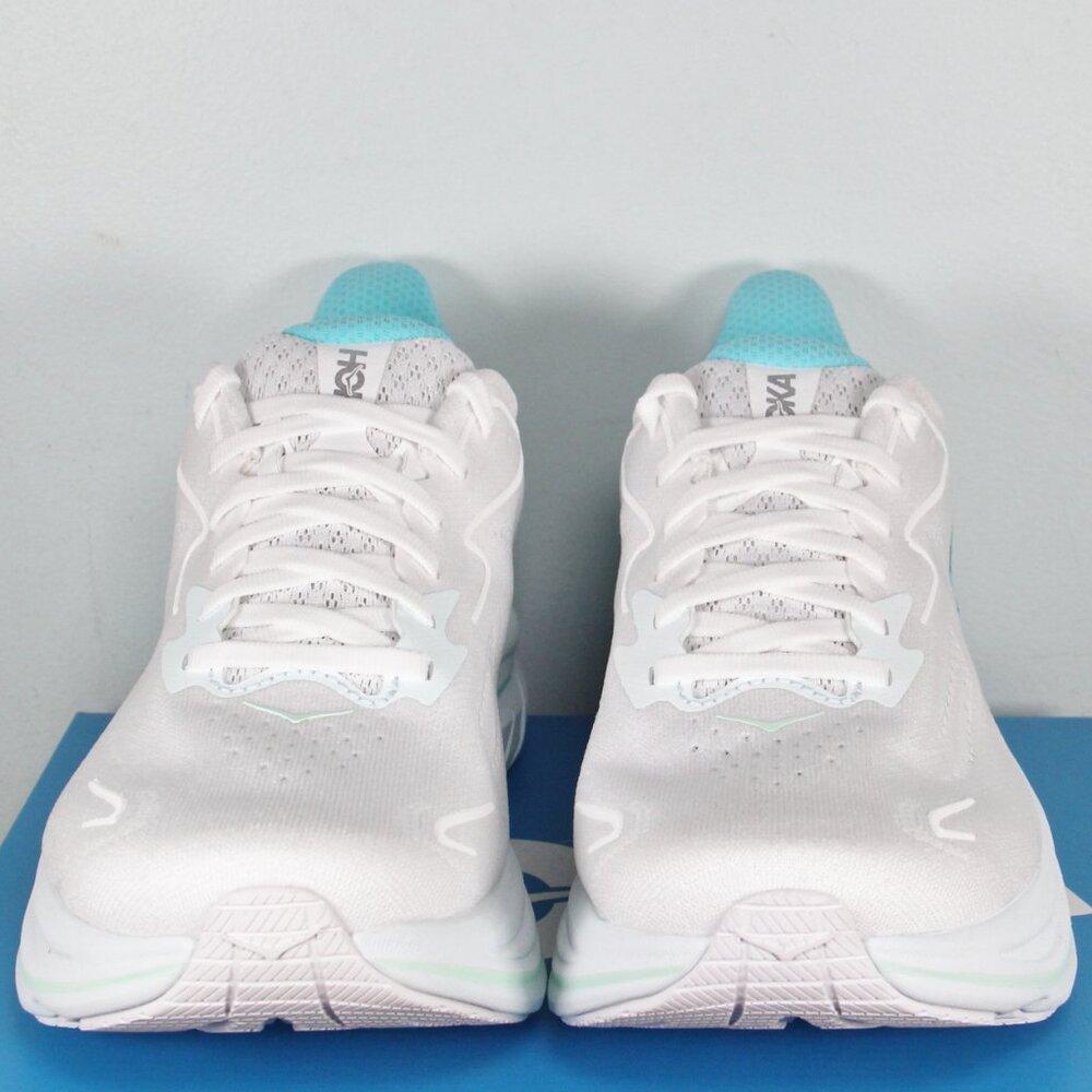 Hoka One One Clifton 10 Wide Running Shoes Womens 7 D 8 D White Blue - Picture 4 of 6